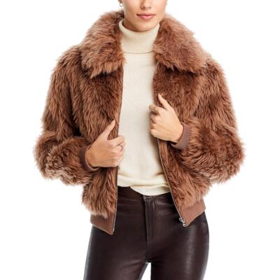 Meteo by Yves Salomon Womens Faux Fur Bomber Jacket Outerwear BHFO 1480