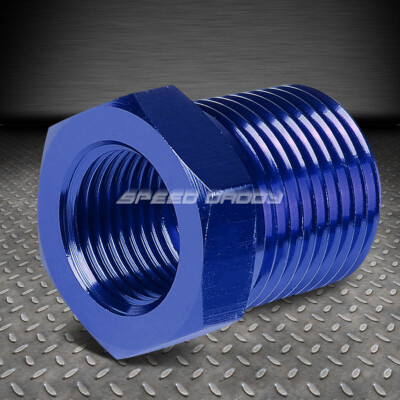 1/2'' MALE TO 3/8'' FEMALE BLUE ANODIZED NPT PIPING THREAD REDUCER ADAPTER FITTING