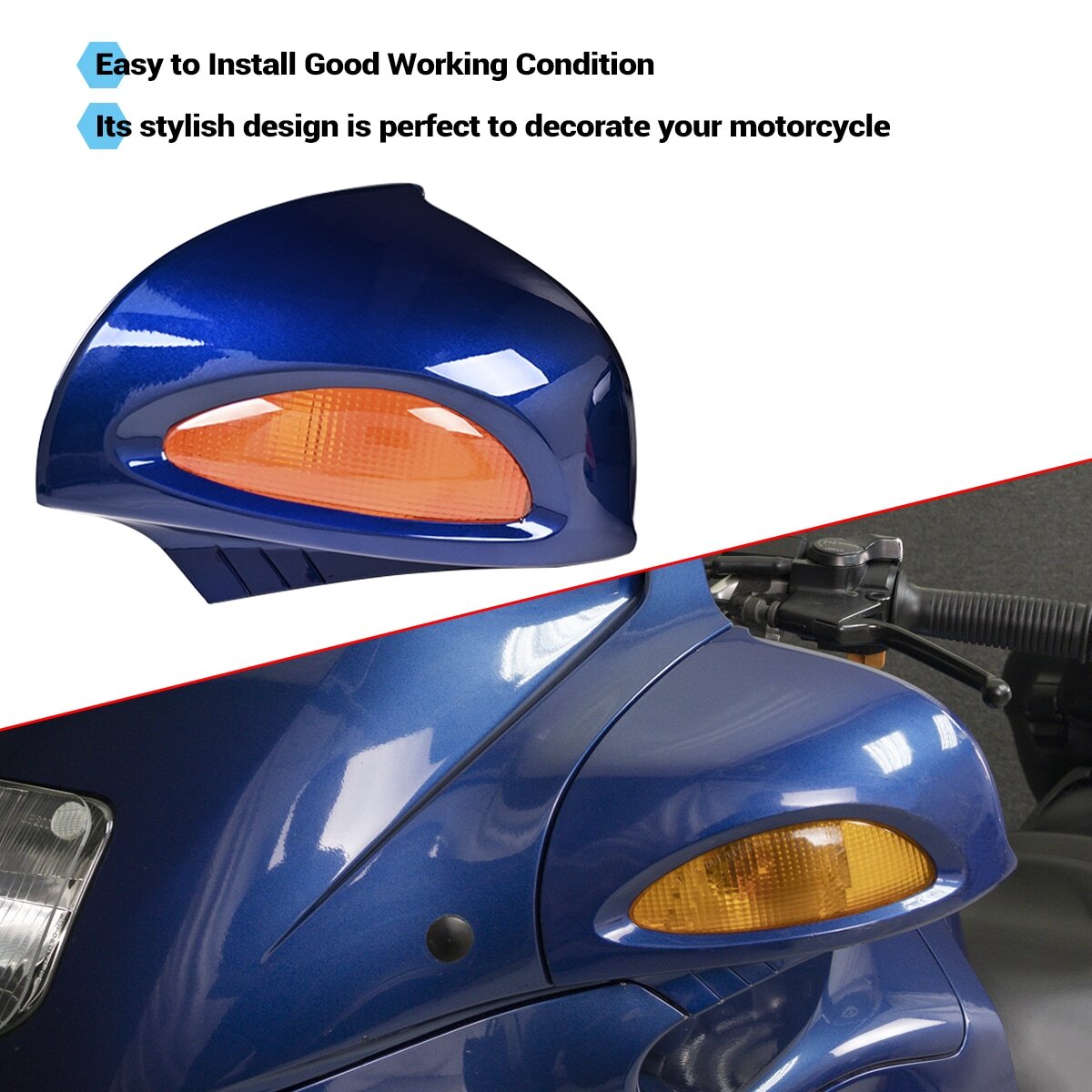 BMW R1100RT R1150RT Rear View Mirror Assembly Gloss Blue, 2pcs