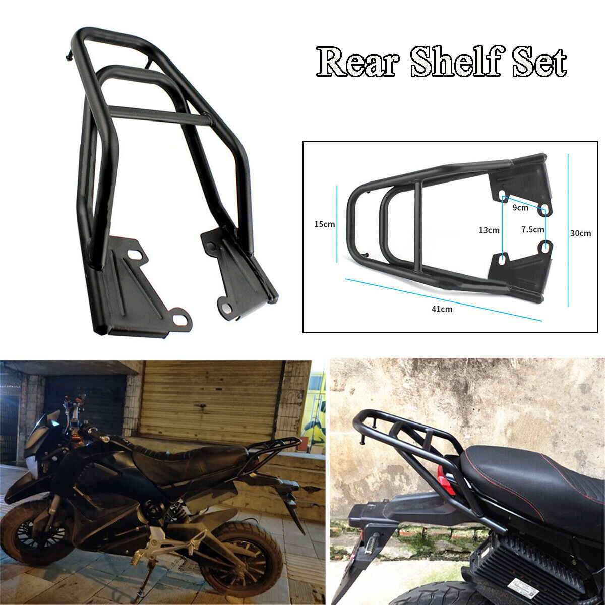Black Motorcycle Rear Shelf Refitted Box Tail Fin Luggage Rack Strong Structure