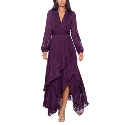 Женское фиолетовое платье макси с пышными рукавами и расклешенными рукавами-фонариками Xscape 16 BHFO 4207