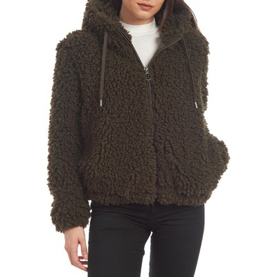 

Женское зеленое теплое плюшевое пальто Kendall + Kylie из искусственного меха  BHFO 9900, Olive, U6501
