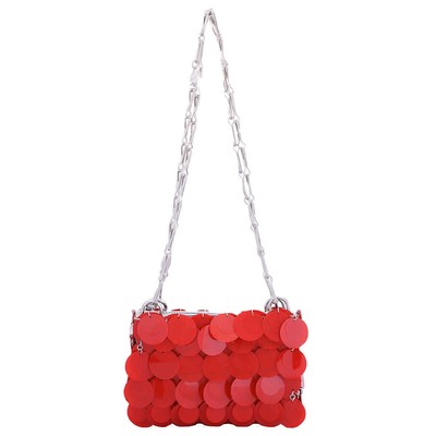 Pre-owned Rabanne Paco  Red Sparkle Discs Shoulder Bag 23pss0137plx108