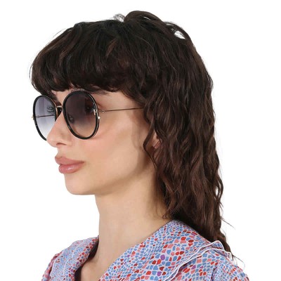 Pre-owned Tom Ford Gradient Smoke Round Ladies Sunglasses Ft0946 01b 58 Ft0946 01b 58 In Gray