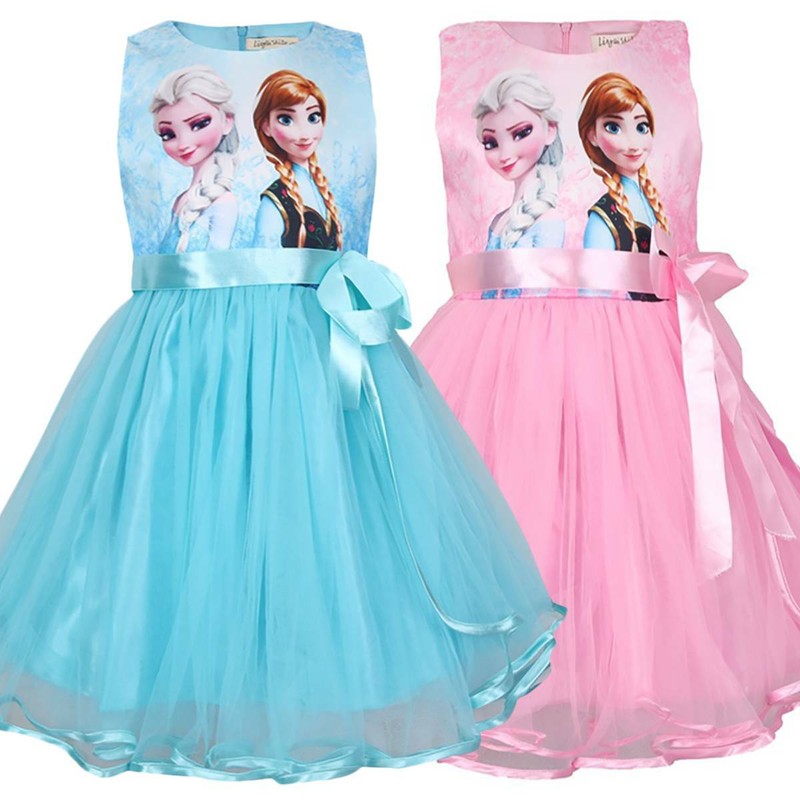DE Mädchen Kinder Frozen Anna Elsa Prinzessin Tüll Tutu Kleider Party Festkleid