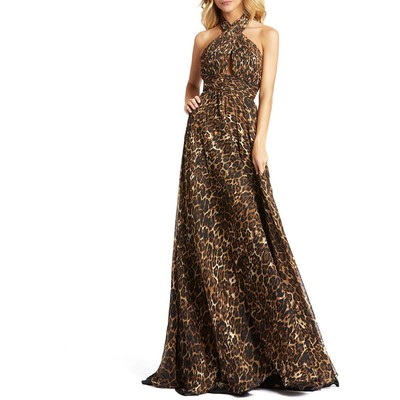 

Женское вечернее платье с открытой спиной Mac Duggal BHFO 6577, Cheetahlicious
