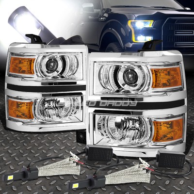 ХРОМИРОВАННАЯ ФАРА ПРОЕКТОРА + ЯНТАРНЫЙ УГОЛОК + БЕЛАЯ СВЕТОДИОДНАЯ СИСТЕМА 6000K ДЛЯ 14-15 K2XX