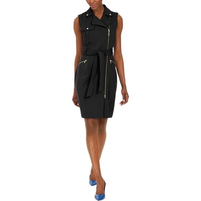 Женское платье-футляр до колена из черного крепа на молнии Calvin Klein 2 BHFO 6388