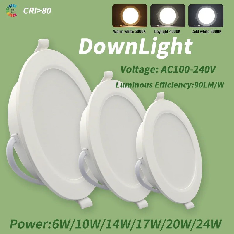 Lot Recessed Led Downlight round Led Panel Light 110V 220V 3000K 4000K 6