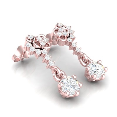 Pre-owned Swarajewel 0.5ctw Round Natural Diamond Earrings For Women 18k White Gold In Fg