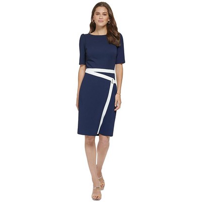 Женское мини-платье для коктейлей и вечеринок из темно-синего крепа DKNY Petites 4P BHFO 0231