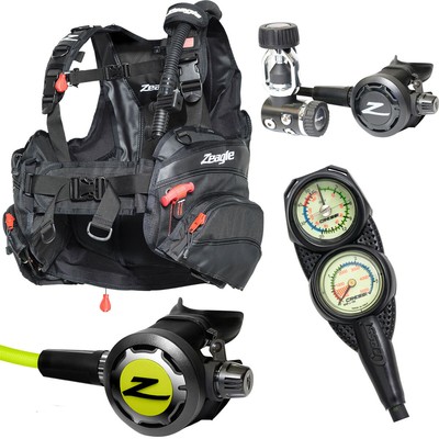 Zeagle Halo BCD, Onyx II Yoke Regulator, Cressi Mini 2 Gauge Console Bundle