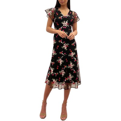 

Женская черная футболка Sam Edelman F;pra; Платье-миди с вышивкой  BHFO 2060, Black/red
