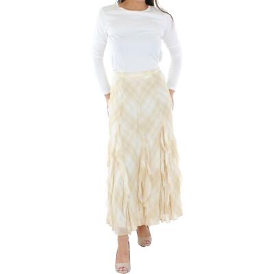 

Женская юбка-макси Polo Ralph Lauren цвета слоновой кости с оборками в клетку  BHFO 5477, Cream