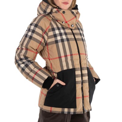 Pre-owned Burberry Recycled Polyester Check Print Puffer Jacket In Multicolor