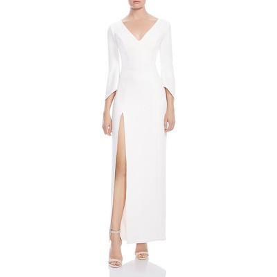 Женское белое свадебное вечернее платье с разрезом по бокам от Halston 0 BHFO 4274