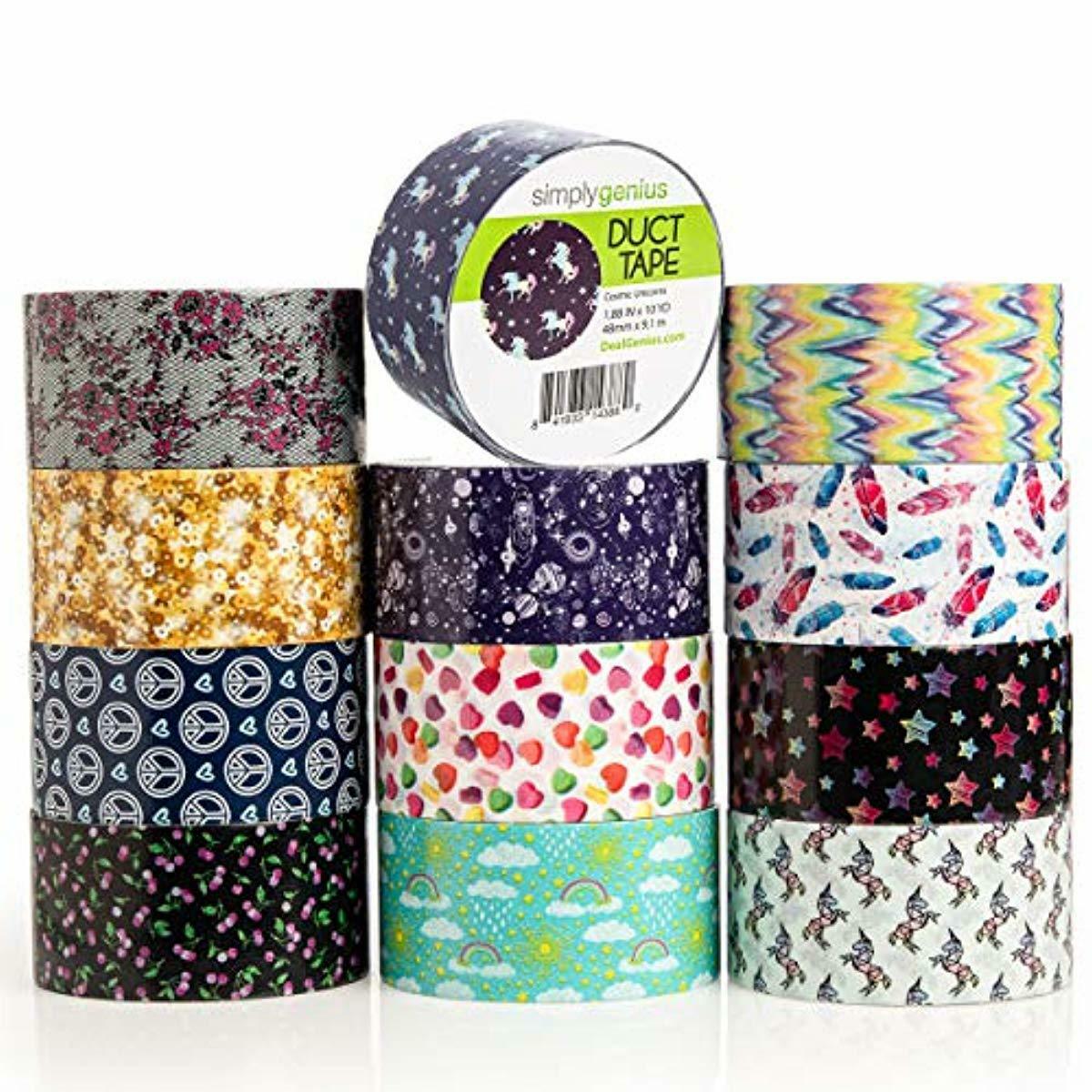 Colored Duct Tape 2 Inch x 10 Yards per Rolls 6 Rainbow Color Variety Pack Craft Set