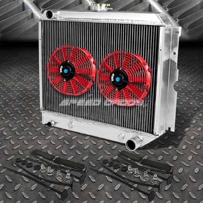 3-РЯДНЫЙ АЛЮМИНИЕВЫЙ РАДИАТОР + 2X 10 ВЕНТИЛЯТОРОВ КРАСНОГО ЦВЕТА ДЛЯ 70-73 DODGE CHALLENGER CHARGER CORONET