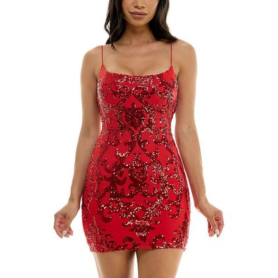 Женское красное облегающее мини-платье-футляр из сетки B. Darlin XL BHFO 1068