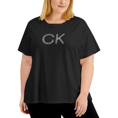 

Женская черная футболка с графическим логотипом Calvin Klein Top Plus  BHFO 7484, Черный