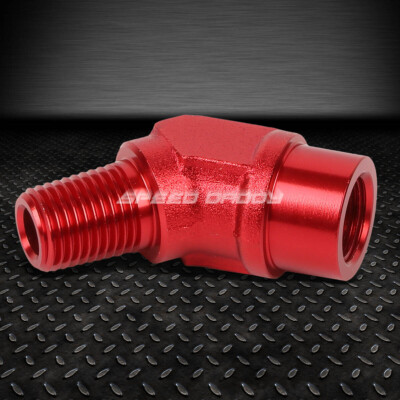 ПЕРЕХОДНИК ДЛЯ ШЛАНГА С РАЗЪЕМОМ 1/4 NPT ОТ 45 ГРАДУСОВ ДО 1/4 РАЗЪЕМОВ ДЛЯ ШЛАНГА С КРАСНОЙ АЛЮМИНИЕВОЙ ОТДЕЛКОЙ