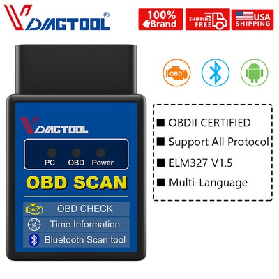 VDIAGTOOL OBD2 Car Auto ELM327 1.5 Code Reader Scanner Bluetooth Diagnostic Tool