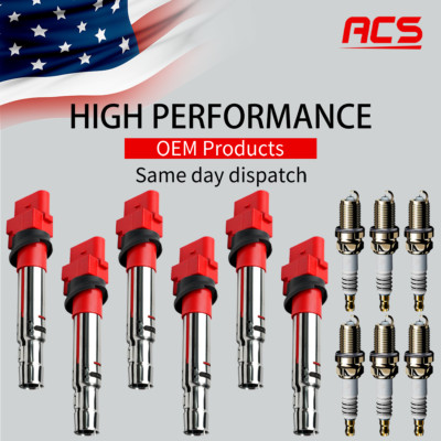 6X OEM Enhanced Ignition Coil & Iridium Spark Plug For VW Porsche 3.2/3.6L UF531