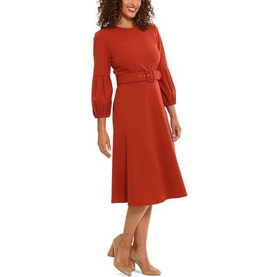 Женское красное плиссированное офисное платье-сорочка длиной до колена от London Times 12 BHFO 7636