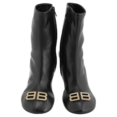 Pre-owned Balenciaga Black Leather Groupie Heeled Ankle Boots