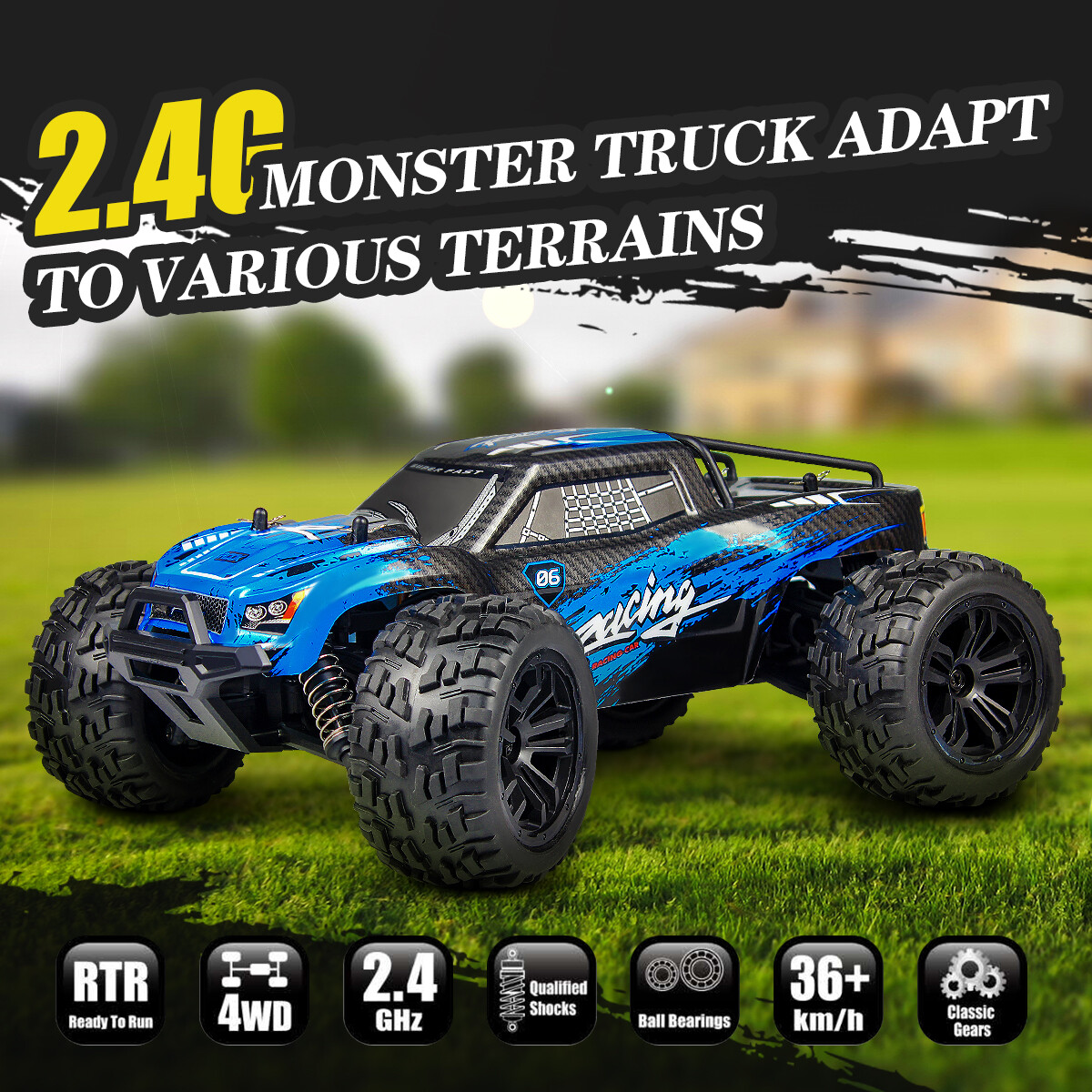 Hosim 1:16 Scale 2.4Ghz 4WD RC Monster Truck Radio Remote Control Car Off Road | eBay