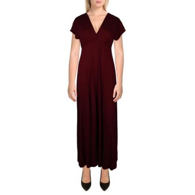 24seven Comfort Apparel Женское фиолетовое трикотажное макси-платье с V-образным вырезом плюс 2X BHFO 9517
