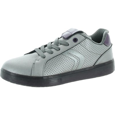 

Обувь Geox Respira Girls Kommodor Silver Light-Up 3 Medium (B,M) Little Kid 1416, Silver/prune
