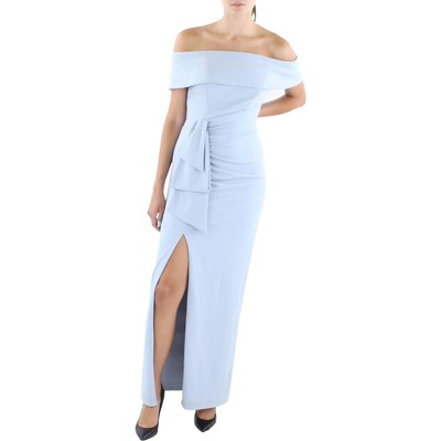Женское синее вечернее платье Xscape с открытыми плечами, 14 BHFO 9651