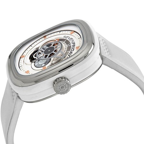 Pre-owned Sevenfriday Men's Watch Bright Automatic White And Silver Dial Strap P1b-02