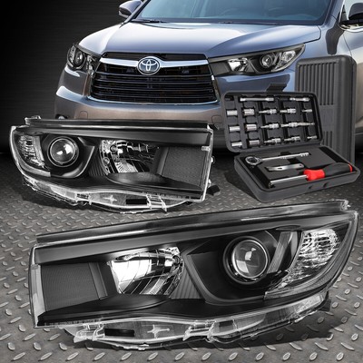ДЛЯ 14-16 TOYOTA HIGHLANDER ЧЕРНАЯ ПРОЗРАЧНАЯ БОКОВАЯ ФАРА ПРОЕКТОРА + НАБОР ИНСТРУМЕНТОВ