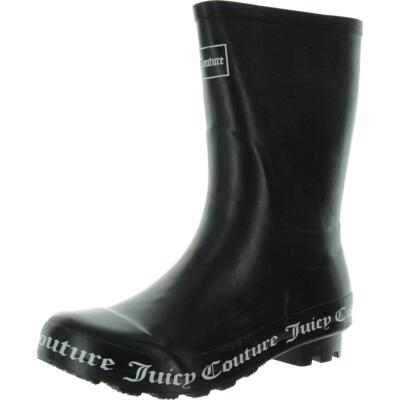 Juicy Couture Womens Totally Black Logo Rain Boots 9 Medium (B,M) BHFO 7155