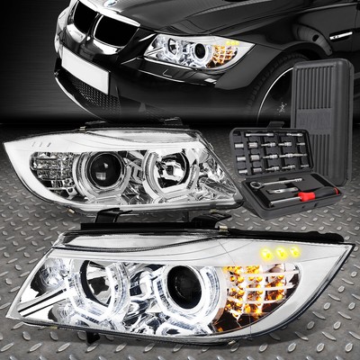 ДЛЯ 05-08 BMW E90 3-SERIES 4-DR 3D СВЕТОДИОДНЫЙ ПРОЕКТОР ФАРЫ ЛАМПЫ + НАБОР ИНСТРУМЕНТОВ ХРОМ