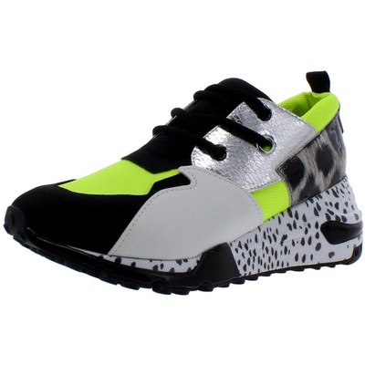 

Женские кроссовки Steve Madden Cliff с металлическим животным принтом для папы BHFO 8077, Neon green, Cliff