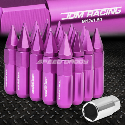 JDM АЛЮМИНИЕВЫЕ ФИОЛЕТОВЫЕ ГАЙКИ С ШИПАМИ + АДАПТЕР 20 ШТ./КОМПЛ. M12X1.5 ДИАМЕТРОМ 20 ММ/ВЫСОТОЙ 90 ММ