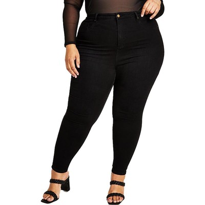Nina Parker Womens  Black High Rise Knit Denim Skinny Jeans Plus 20W BHFO 9715