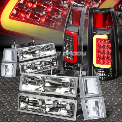 ХРОМИРОВАННЫЙ КОРПУС ФАРЫ + УГОЛОК + ТОНИРОВАННЫЙ 3D-ОРЕОЛ LED ЗАДНЕГО ФОНАРЯ ДЛЯ 94-98 C10 C / K