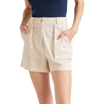 Великолепные женские мини-шорты с высокой посадкой цвета слоновой кости, однотонные шорты с высокой талией, M BHFO 9537