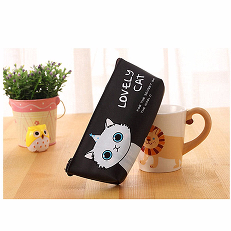 Cute Cartoon Cat Pencil Case Box Pens Storage Bag Pouch Stationary Makeup Bag