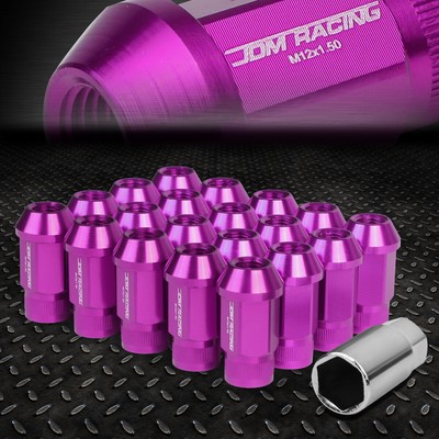 [20шт] Набор алюминиевых колесных гаек M12x1.5 с открытым концом + Удлинительный адаптер фиолетового цвета
