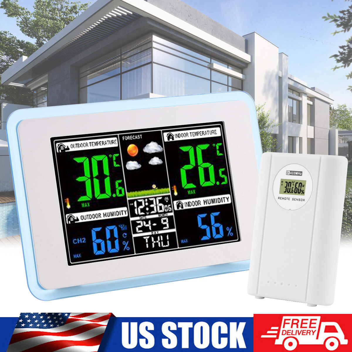 Clock Calendar Thermometer Wireless S