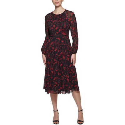 

Женское черное шифоновое свадебное платье миди Tommy Hilfiger  BHFO 9645, Black/red