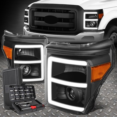 ДЛЯ 11-16 ФАР ПРОЕКТОРА FORD SUPER DUTY LED DRL + НАБОР ИНСТРУМЕНТОВ ЧЕРНЫЙ/ЯНТАРНЫЙ