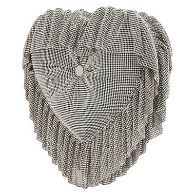 Pre-owned Alexander Wang T T By Alexander Wang Crystal Mesh Heart Pillow Clutch 20422n02m-100 In White