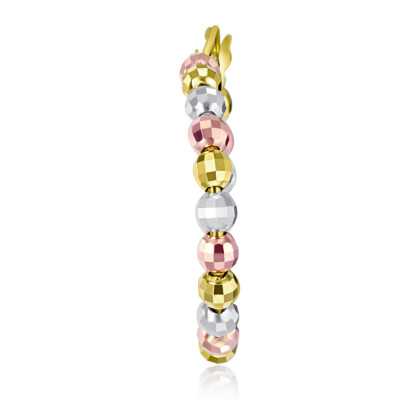 Pre-owned Wellingsale 14k Tri Color Gold 3mm Beaded Hoop Earrings (20mm Diameter)