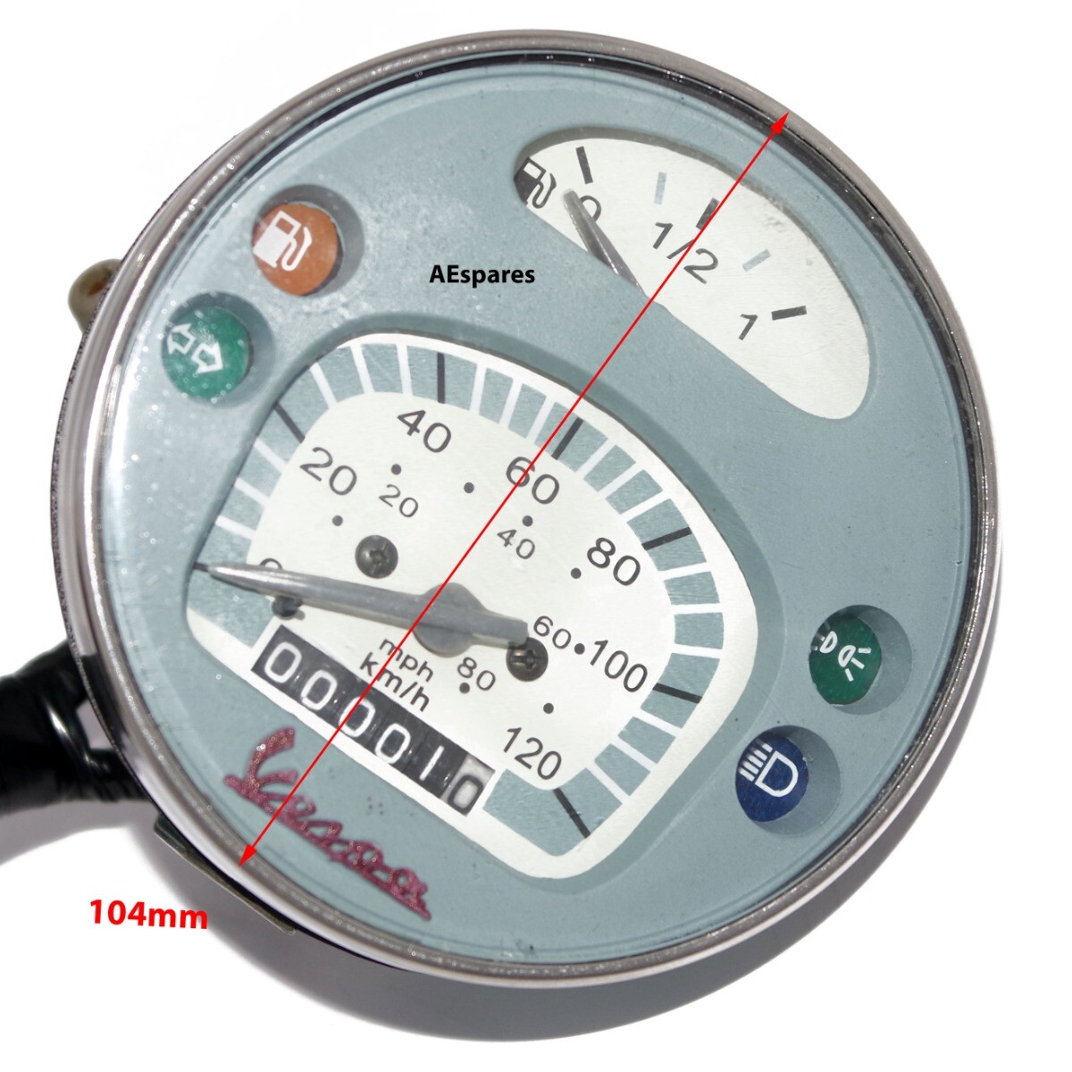 VESPA SPEEDOMETER LML STELLA PX Lusso 80, 125, 150, 200, 120KMPH- 80MPH GREY  